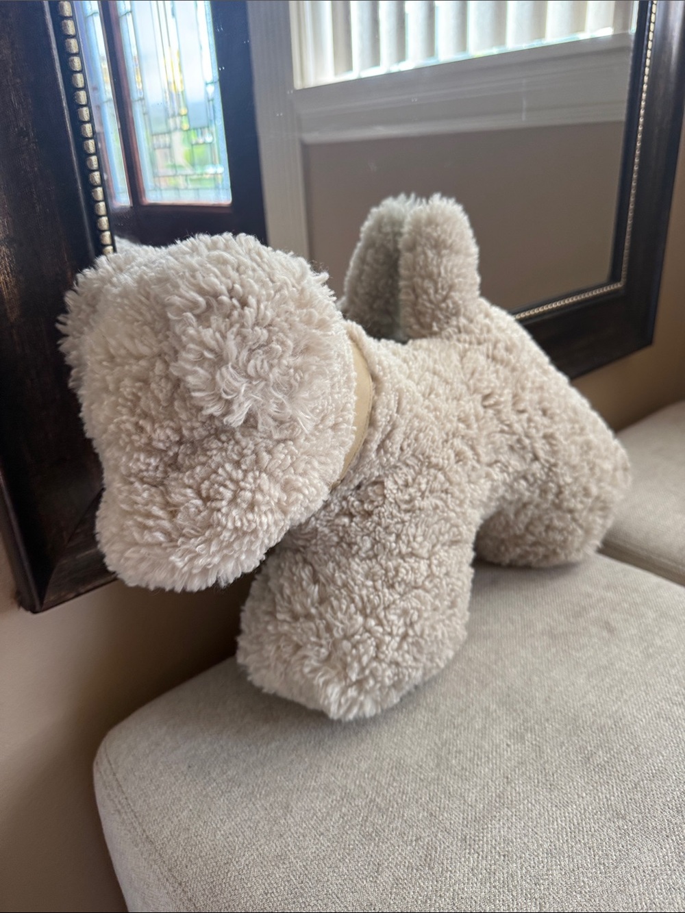 Pottery barn Plush Cream Decorative Dog Pillow - Soft Textured Home Accent